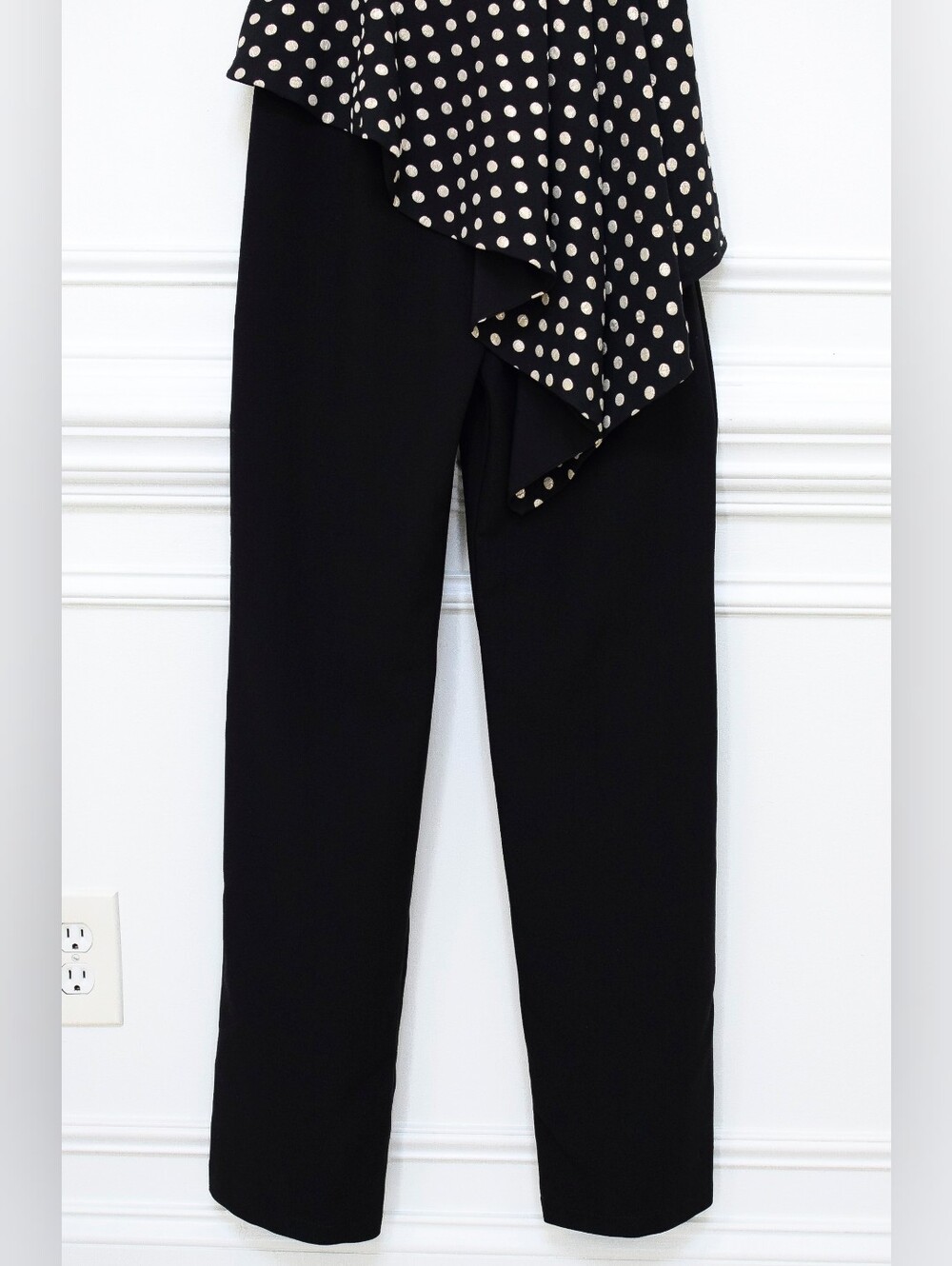 Black Halo Parma Jumpsuit Strapless Polka Dot Asymmetrical Peplum Size 2 Evening - Picture 5 of 12